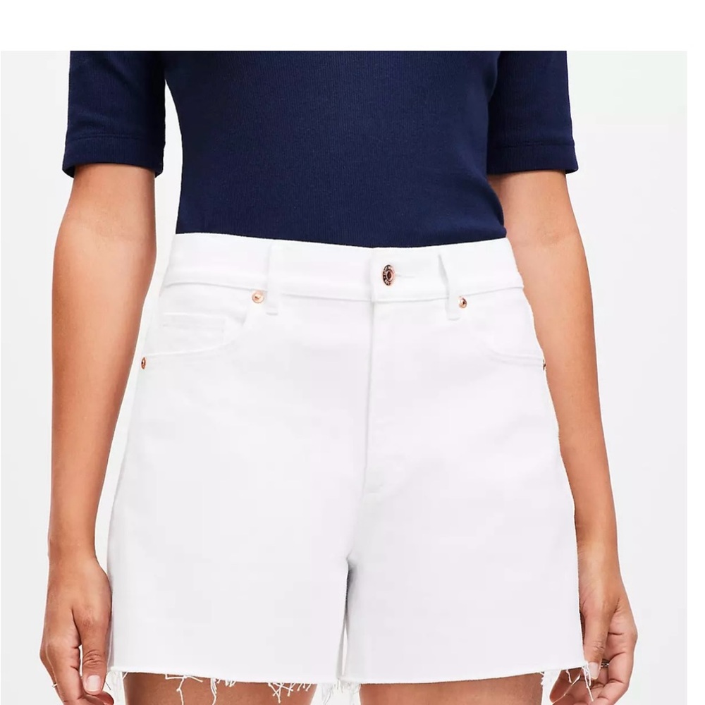 LOFT White Jean Shorts Mid-Thigh Summer Essential
